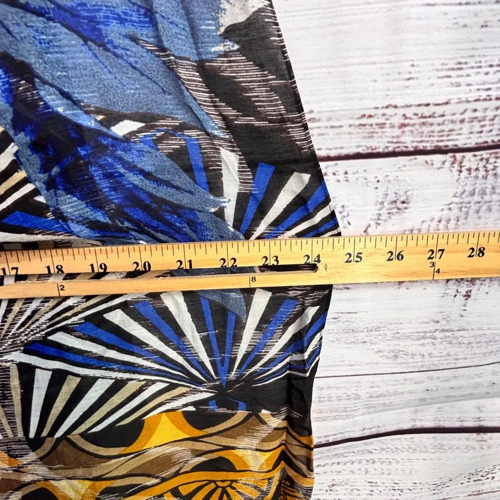 Bohemian Silk/Rayon Eclectic Scarf/Wrap‎ Chico's Floral Cobalt Blue Yellow Gold
